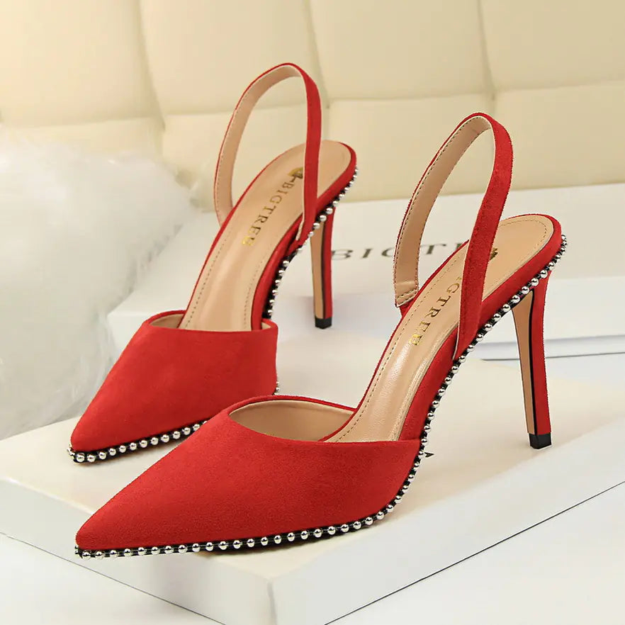 Elegant Studded Stiletto Sling Back