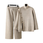 Women's Knit Turtleneck Sweater & Wide-Leg Pants Set