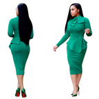 Two-Piece Dress with Long Sleeve and Bow Detail