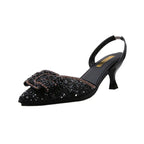 Rhinestone Bow Pointed Toe Stiletto High Heels