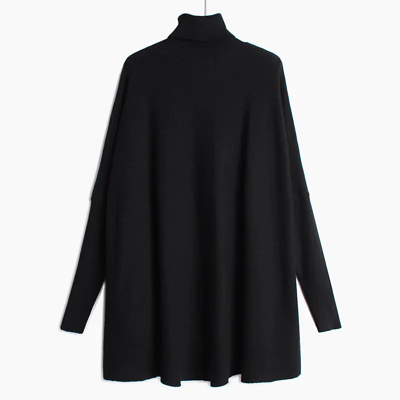 Chic Oversized Turtleneck Knit Sweater for Women