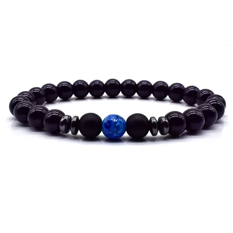 Obsidian Couples Bead Bracelet - Natural Stone Jewelry