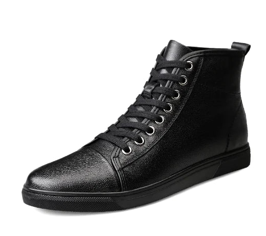 Men's Leather High-Top and Flat Martin Boots