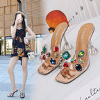 Sparkle Summer Heels With Glass Colored Diamonds