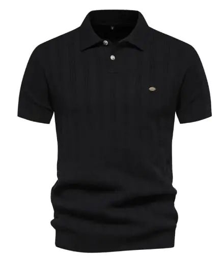 Comfortable Ribbed Knit Polo Shirt for Men