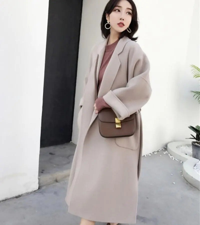 Mid-Length Loose Slim Woolen Coat