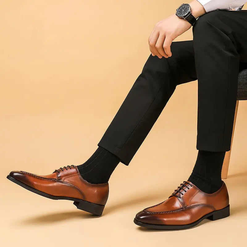All-Match Pointed Toe British Leather Shoes