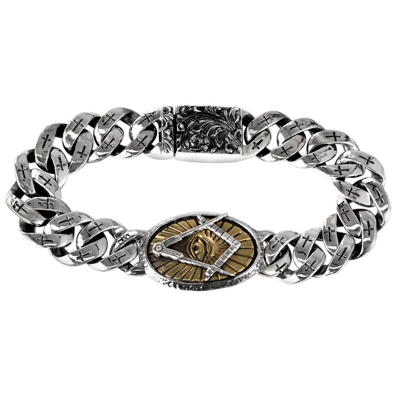 Men's Cross Bracelet with God Eye and Phoenix Pattern