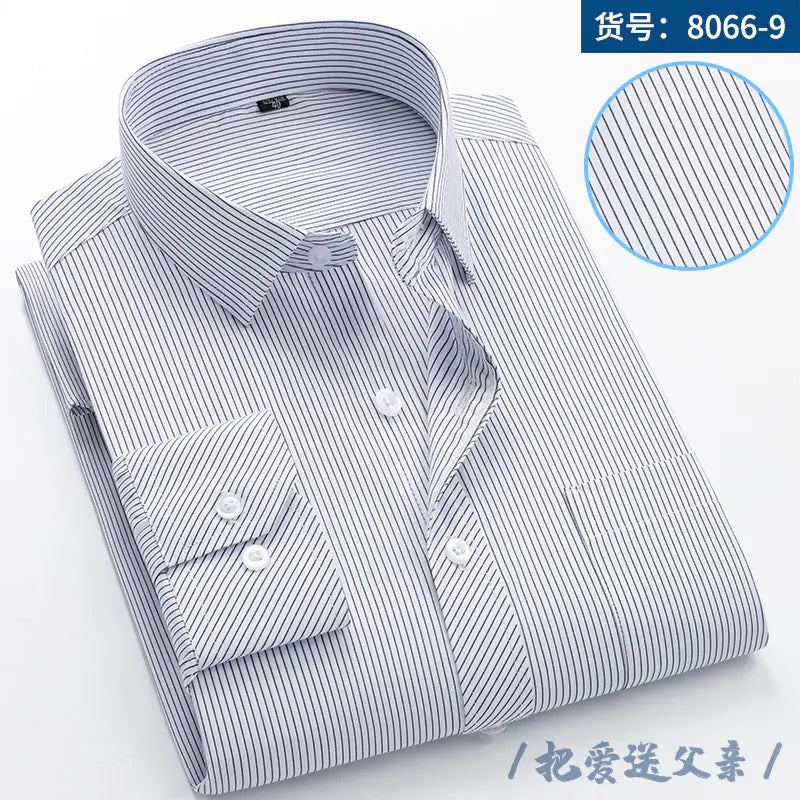Men's Long Sleeve Business Casual Shirt - Navy Striped