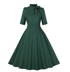 Retro Hepburn Style V-Neck High Waist Dress