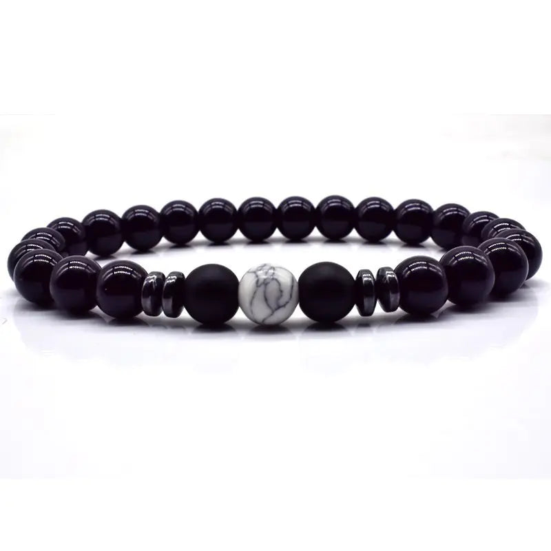 Obsidian Couples Bead Bracelet - Natural Stone Jewelry