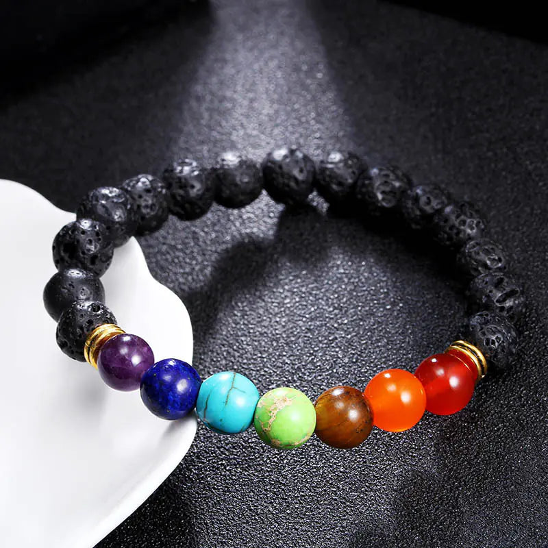Colorful Chakra Yoga Energy Bracelet with Crystal Beads