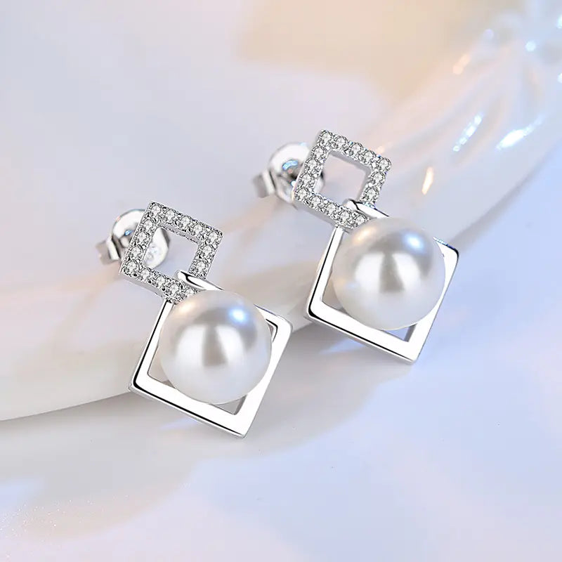 Elegant Geometric Silver-Plated Earrings for Women