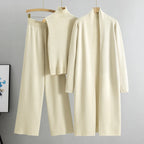 Elastic Waist Wide Leg Pants Knit Three-Piece Set
