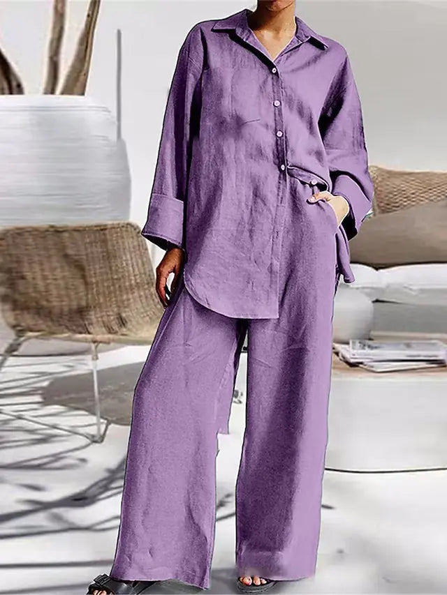 Spring Women's Loose Shirt & Pants Set