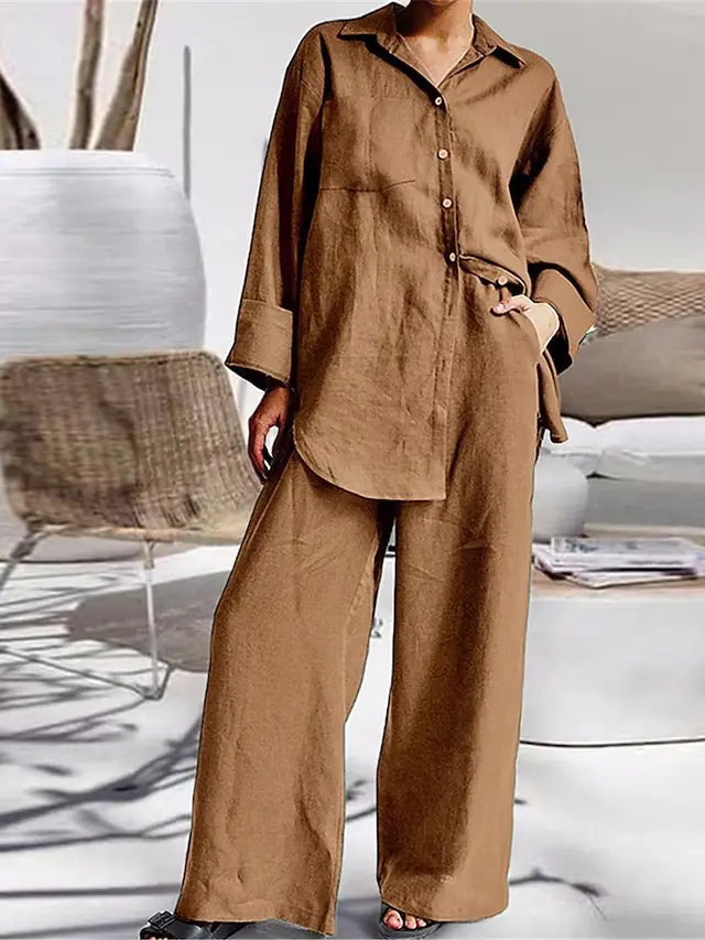Spring Women's Loose Shirt & Pants Set
