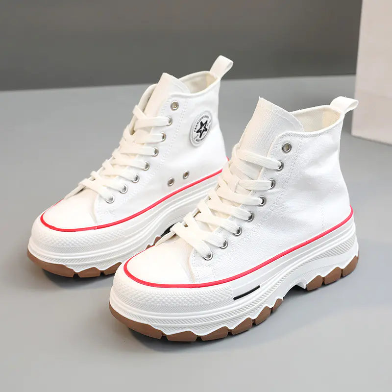 Women's High-Top Canvas Shoes - Breathable & Stylish