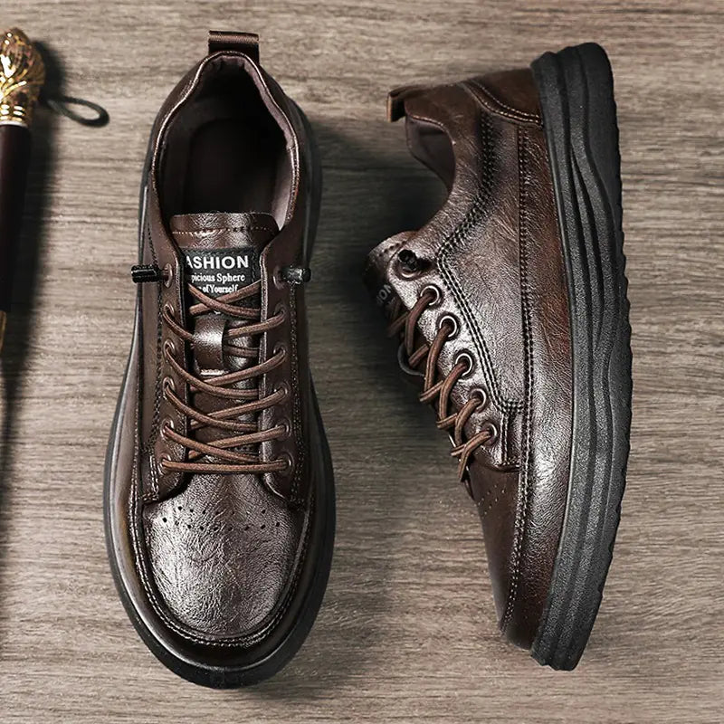 Men's Casual Leather Sneakers and Work Shoes