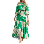 One-Shoulder Balloon Sleeve Midi Dress