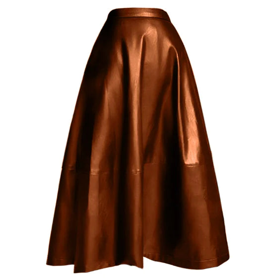 Autumn/Winter Women's Elegant A-Line Leather Skirt