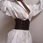 Deep V Neck Ruffled Waist Shirt Dress for Women