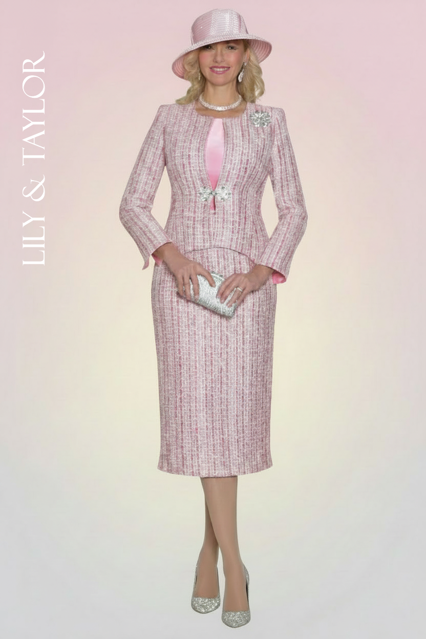 Lily & Taylor fine tweed Skirt Suit w/Rhinestone, Style 5134