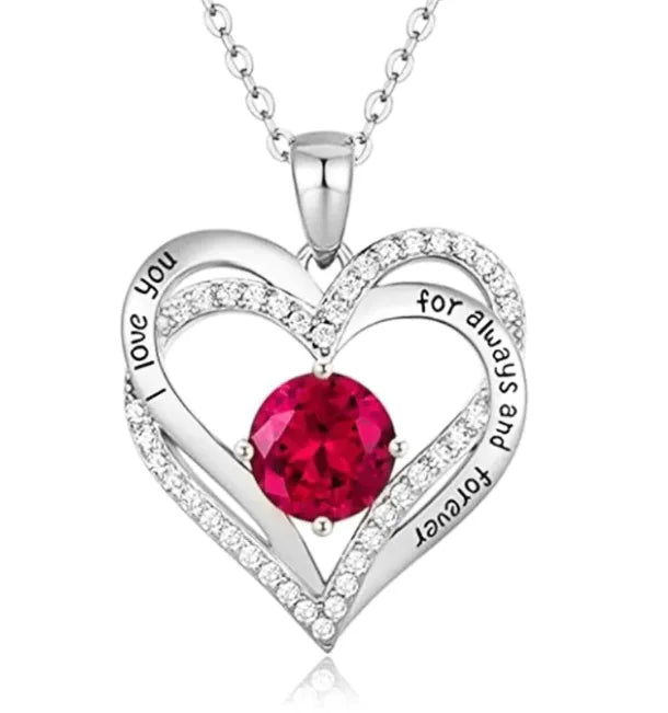 I Love You Double Heart Zircon Pendant Necklace