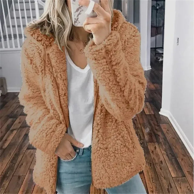 Women's Plus Size Fleece Hoodie Cardigan for Winter