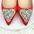 Crystal Sweetheart Satin Pointed Toe Flats for Women