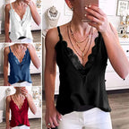 Women's Sexy Summer Deep V-Neck Lace Spaghetti Vest