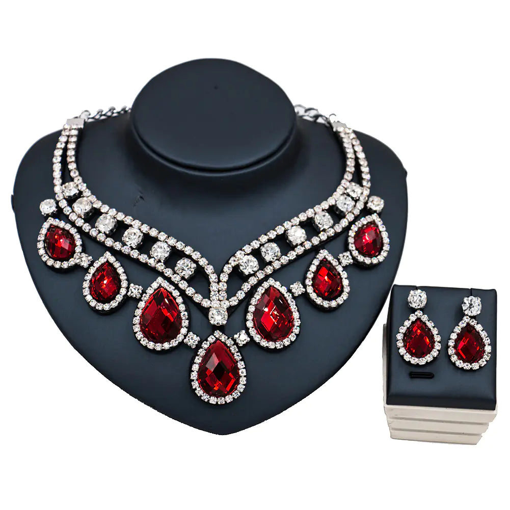 Vibrant Royalty - Colorful Exaggerated Necklace and Earring Set Made for a Queen