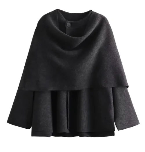 Alessiara Elegant Jacket with Scarf - Grey (One Piece)