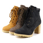 High Heel Lace-Up Short Boots for Women (Plus Size)