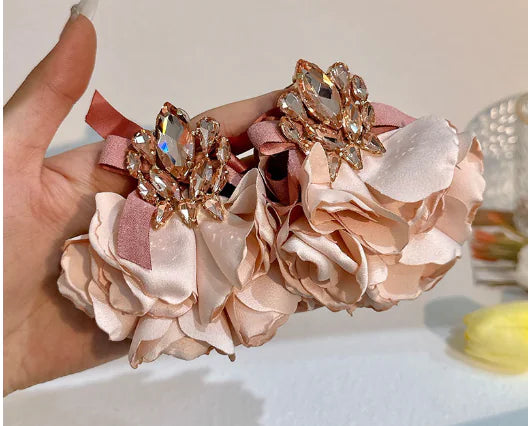 Elegant Petals Rhinestone Flower Earrings (One Pair)