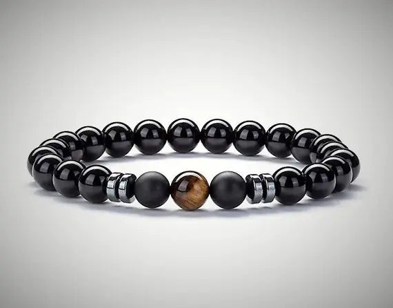 Obsidian Couples Bead Bracelet - Natural Stone Jewelry