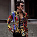 Men's Printed Long Sleeve Shirt - Versatile Top