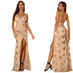 Sequined Sleeveless Backless Maxi Dress