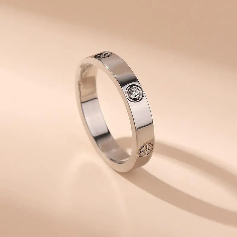 Titanium Steel Ring for Women with Diamond Embedding