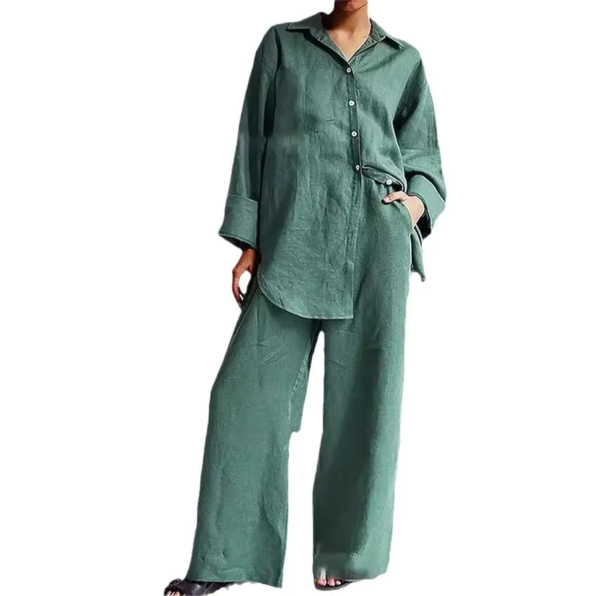 Spring Women's Loose Shirt & Pants Set