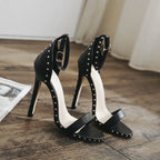 Chic Studded Ankle Strap Heel Sandals