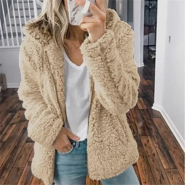 Women's Plus Size Fleece Hoodie Cardigan for Winter