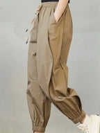 Khaki Stylish Ankle Length Pants with Pockets for Women