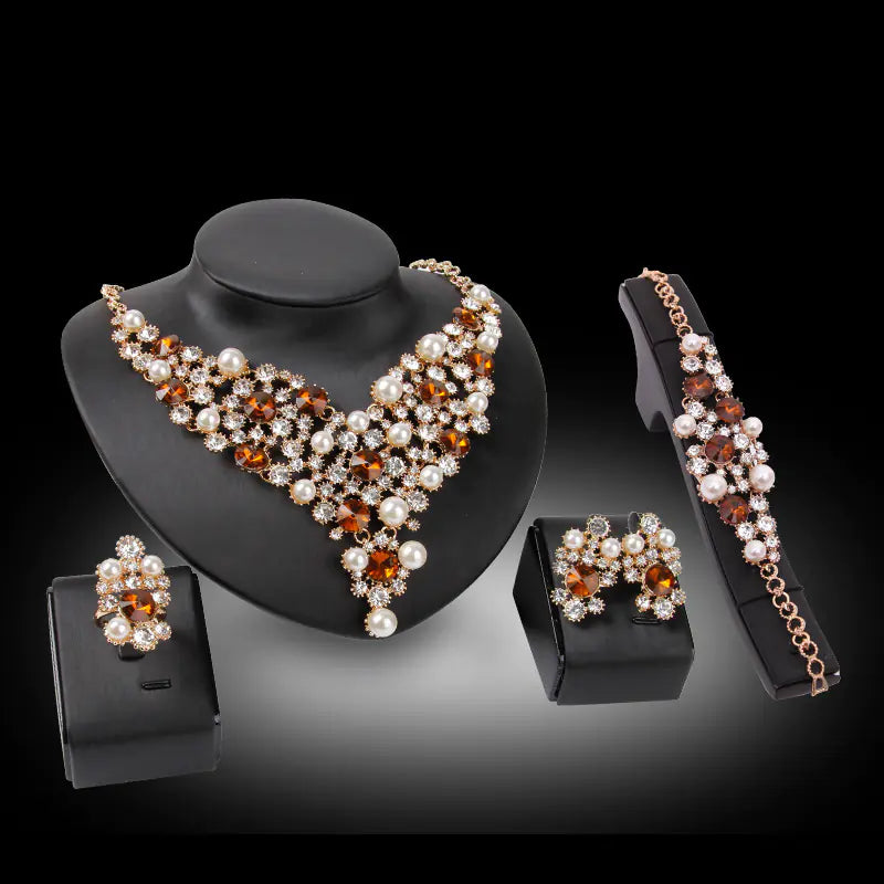 Exaggerated Jewelry Set for Bride - Necklace and Earrings