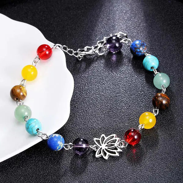 Colorful Chakra Yoga Energy Bracelet with Crystal Beads