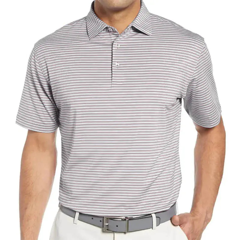 New Stylish Striped Print Short Sleeve Polo Shirt