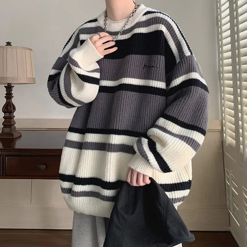 Boys' Striped Contrast Color Sweater