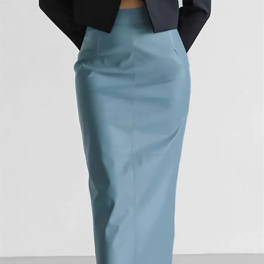 Women's High Waist Faux Leather Straight Skirt