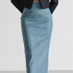 Women's High Waist Faux Leather Straight Skirt