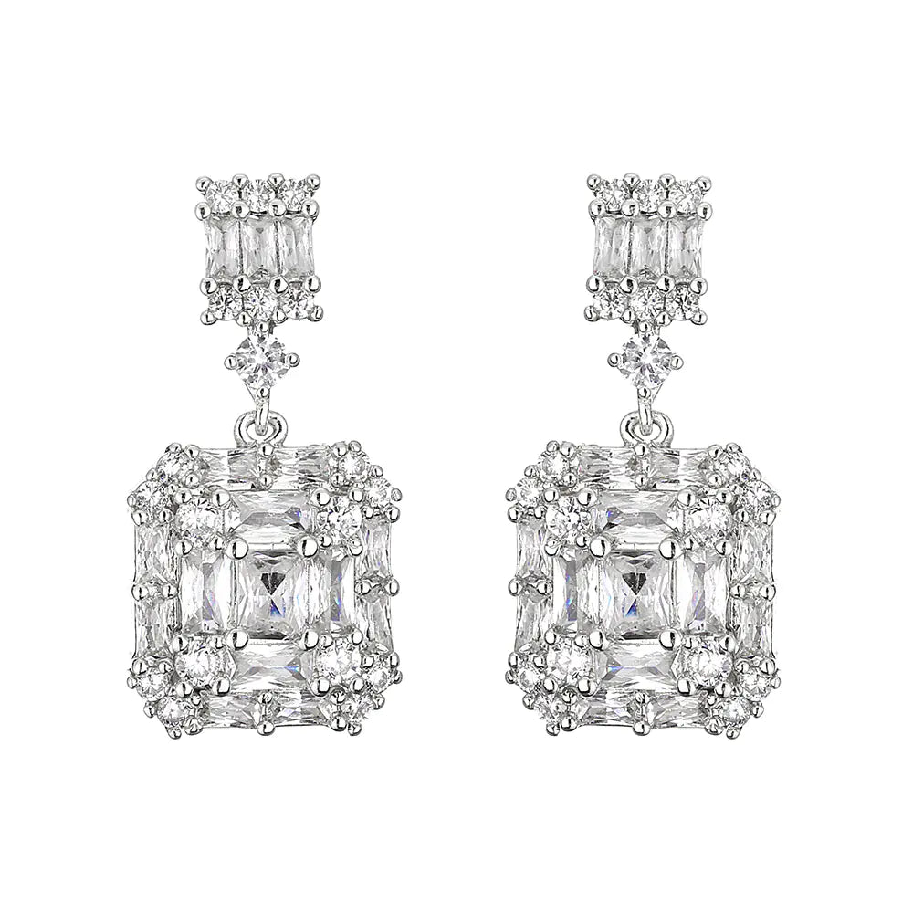 RAKOL Vintage Geometric Square Zircon Earrings for Women