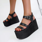 Platform Slippers with Thick Sole, Muffin & Rivets